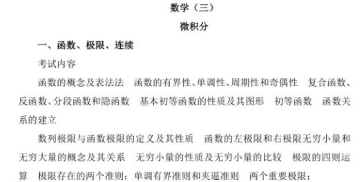 2021年考研数学三大纲